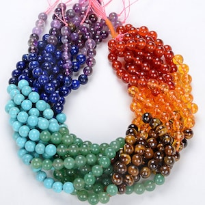 6mm 7 Chakra Gemstone Round Beads 15 Inch Full Strand (80007336-A255)