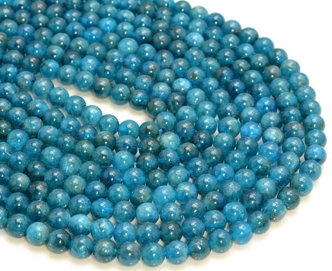 90142971-142 5mm-6mm Aqua Blue Apatite Gemstone Grade A Round 5mm-6mm Loose Beads 15.5 inch Full Strand