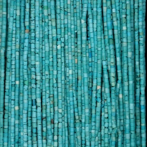 1mm Natural Turquoise Gemstone Blue Round Tube Heishi Loose Beads 14.5 inch Full Strand (90184302-850)