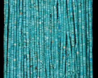 1mm Natural Turquoise Gemstone Blue Round Tube Heishi Loose Beads 14.5 inch Full Strand (90184302-850)