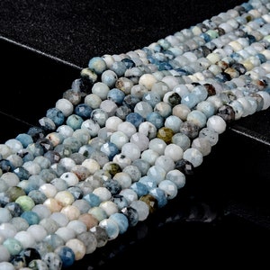 Natural Aquamarine Gemstone Micro Faceted Rondelle 7X5MM Loose Beads (P90)