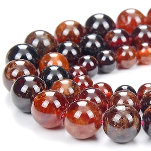 Natural Dark Red Hessonite Garnet Gemstone Grade AA Round 5MM 6MM Loose Beads (D375)