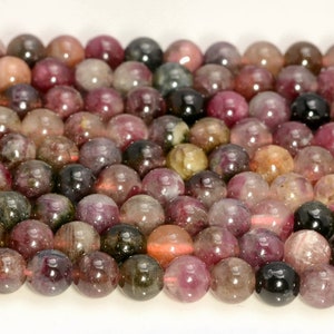 6mm Genuine Chineese Tourmaline Gemstone Round Loose Beads 15.5 inch Full Strand (80007113-A240)