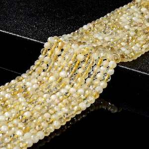 Natural Citrine Gemstone Grade A 5MM Micro Faceted Round Loose Beads 15 inch Full Strand (80018207-P96)