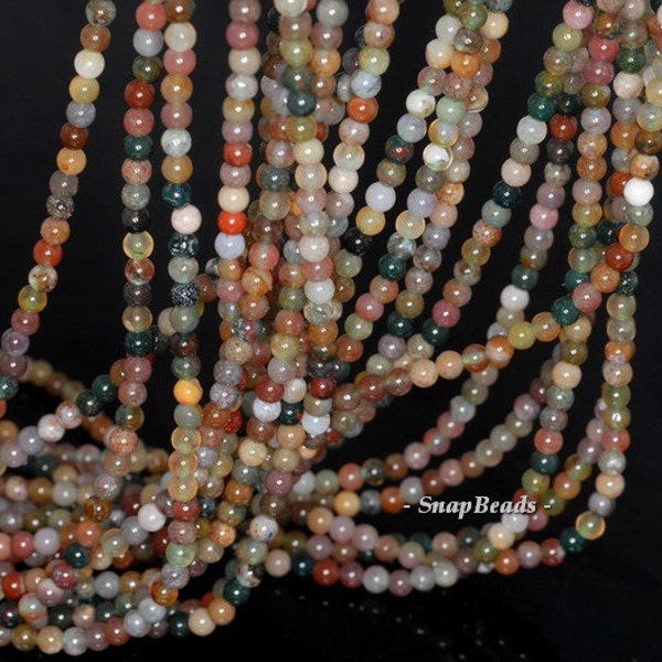 3mm Sanctuary Indian Agate Gemstone Round 3mm Loose Beads 16 inch Full Strand (90114025-107 - 3mm B)