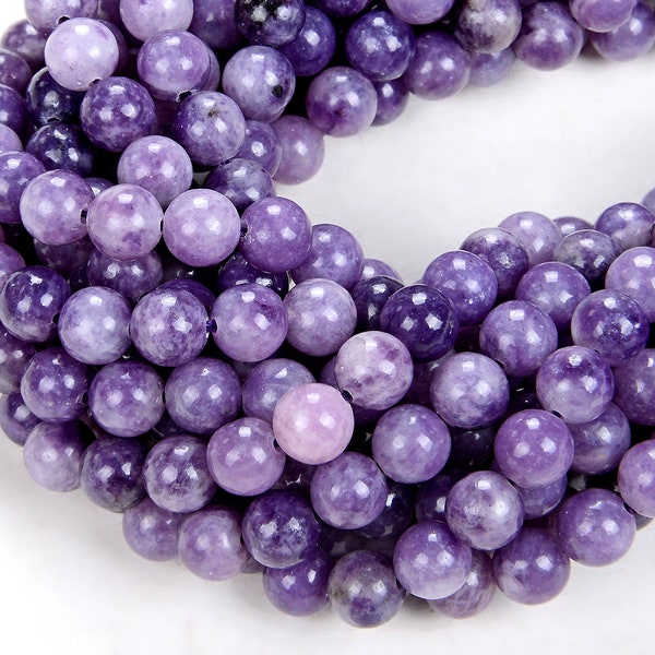 Natural Violet Purple Lepidolite Gemstone Round 4MM 6MM Loose Beads (A298)