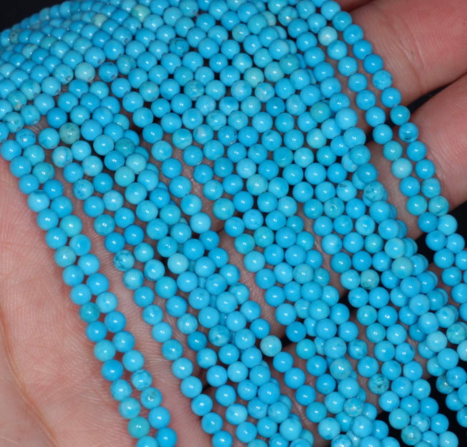 3mm Turquoise Gemstone Light Blue Round 3mm Loose Beads 15.5 Etsy