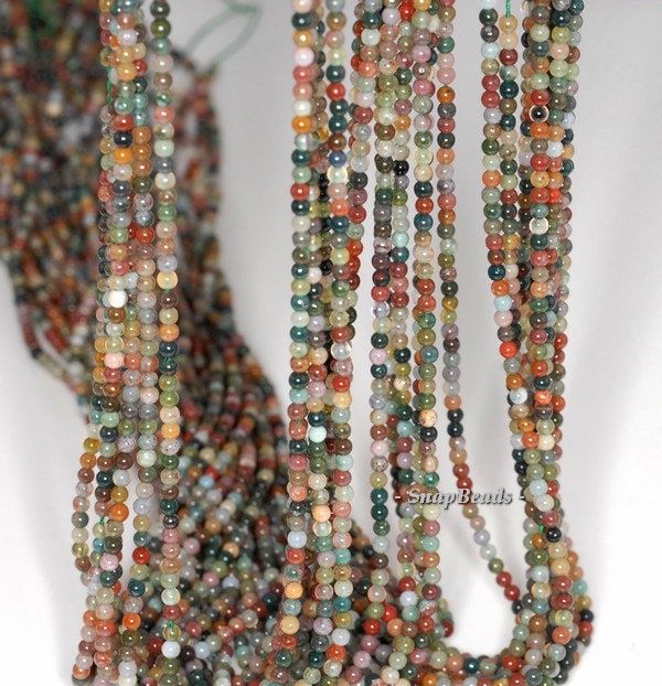 2mm Sanctuary Indian Agate Gemstone Rainbow Round 2mm Loose Beads 16 inch Full Strand (90147928-107-2mm F)