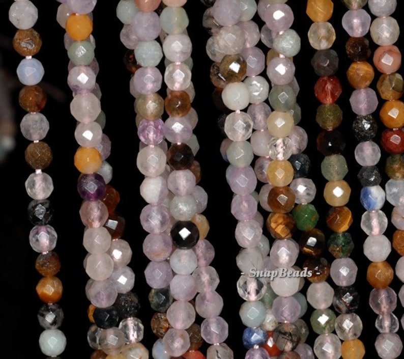 4mm Party Mixed Gemstone Faceted Round 4mm Loose Beads 15.5 inch Full Strand 90147792-121A image 1