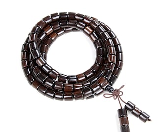 108PCS 8x8mm Indonesia Ébano Negro Sandalwood Grado AAA Oración Buda Mala Meditación Cuentas barril Tambor Loose Beads BULK LOT (90182716-398)