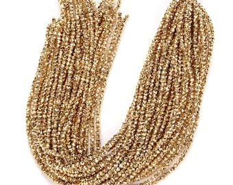 24k Gold Hematite Gemstone Grade AAA Micro Faceted Round 2MM 3MM 4MM Loose Beads (P12)