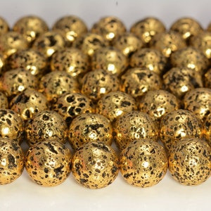 6mm Gold platzierte Lava Gemstone Grade AAA Runde Loose Perlen 15,5 Zoll Full Strand (80006872-A227)