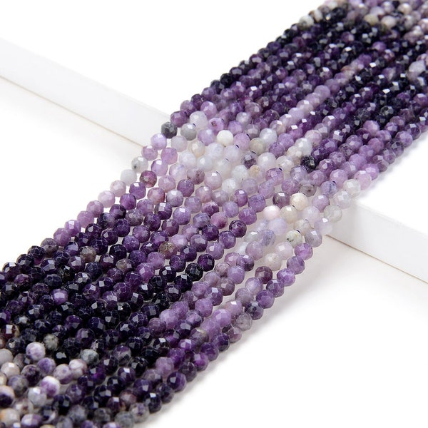 3MM Natural Sugilite Gemstone Purple Grade AA Micro Faceted Round Beads 15 inch Full Strand (80009378-P28)