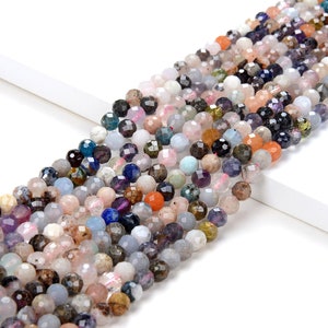 5MM Natural Mix Stones Gemstone Multi Color Galaxy Micro Faceted Round Beads 15.5 inch Full Strand (80009449-P33)