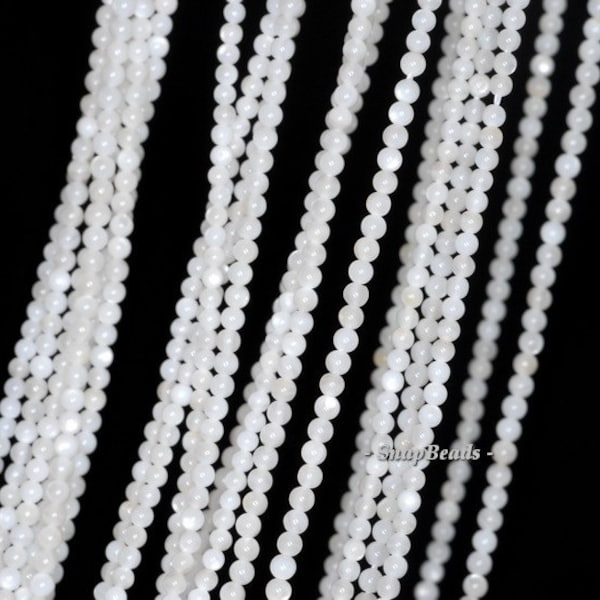 2mm Ivory Pearl Shell Gemstone Grade A Ivory White Round Loose Beads 16 inch Full Strand (90113629-107 - 2mm C)