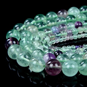 Natural Rainbow Fluorite Gemstone Grade AA Round 4MM 6MM Loose Beads (D43 D44)