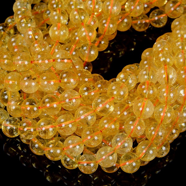 4MM Orange Yellow Citrine Gemstone Grade AAA Round Beads 15.5 inch Full Strand (80015975-D12)