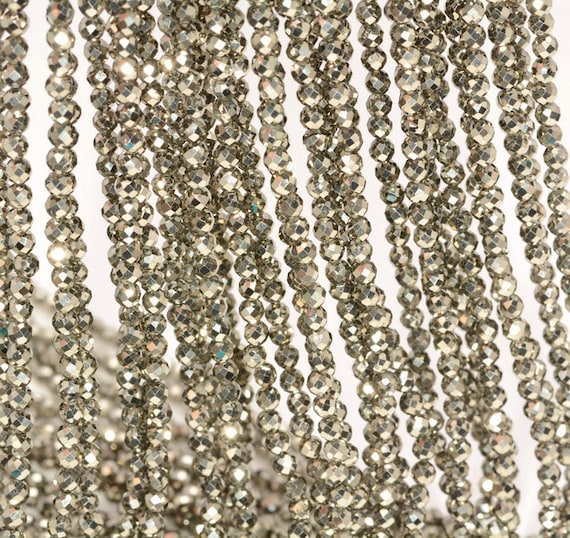 2MM PALAZZO IRON PYRITE GEMSTONE GRADE A ROUND 2MM LOOSE BEADS 16/"