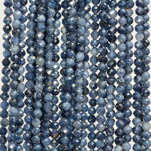 3mm Blue Sapphire Gemstone Blue Grade AAA Fine Faceted Round Cut Loose Beads 15.5 inch Full Strand (80005375-461)