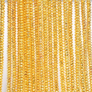 4X2MM Hematite Gemstone Titanium Gold Faceted Rondelle Beads 15.5 Inch Full Strand (80006028-483)