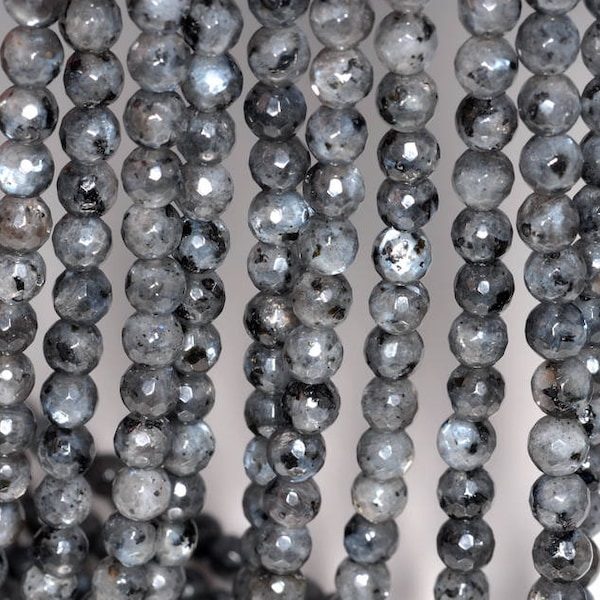 6mm Larvikite Gemstone Grey Black Faceted Round 6mm Loose Beads 15.5 inch Full Strand (90148760-245)