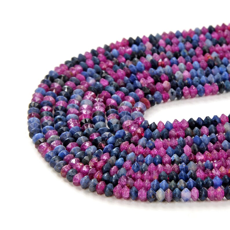3x2MM Genuine Ruby Sapphire Gemstone Grade AAA Faceted Rondelle Saucer Loose Beads P1