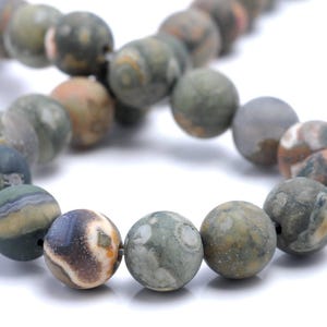 4mm Matte Rhyolite Gemstone Green Brown Round Loose Beads 15 inch Full Strand (80002248-M1)