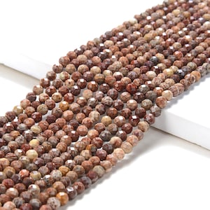 4MM Jasper Gemstone Natural Brown Lace Grade AA Micro Faceted Round Beads 15 inch Full Strand (80016239-P51)
