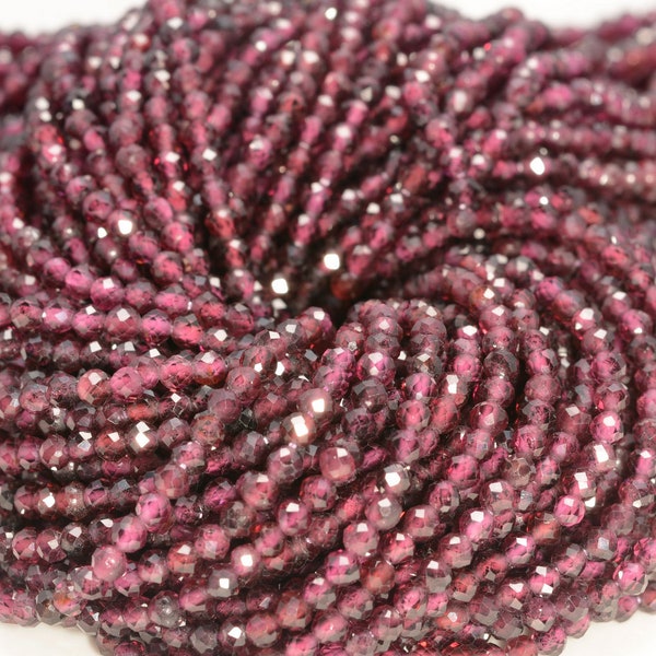 3MM Red Garnet Gemstone Micro Faceted Round Grade Aaa Beads 15.5inch WHOLESALE (80010148-A196)