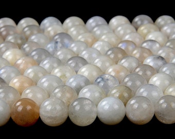 Natural Peach Rainbow Moonstone Gemstone Grade A Round 4MM 5MM 6MM Loose Beads (D104)