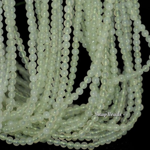 3mm Glowing Green Jade Gemstone Grade A Green Round Loose Beads 16 inch Full Strand (90147935-107-3mm F)