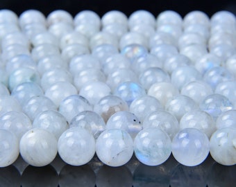 SALE !!! Genuine Rainbow Moonstone Gemstone Indian Grade AA 4mm 5mm 6mm 7mm 8mm 9mm 10mm 11mm 12mm Round Loose Beads Full Strand (499)