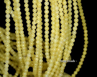 3mm Lemon Jade Gemstone Yellow Round 3mm Loose Beads 16 inch Full Strand (90114023-107 - 3mm A)