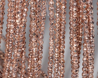 4mm Rose Gold Hematite Gemstone Grade AAA Faceted Round Loose Beads 15.5 inch Full Strand (80000716-787)