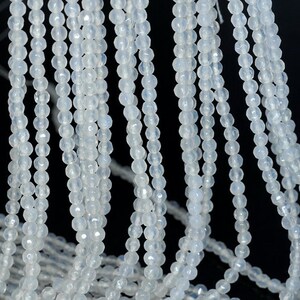 4mm Agate Gemstone Milky White Faceted Round Loose Beads 15 inch Full Strand (90183823-364)
