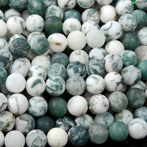 Matte Tree Agate Gemstone Grade AAA Round 4MM 6MM Loose Beads (D335)
