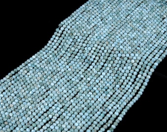 Natural Larimar Gemstone Grade AAA Micro Faceted Round 2MM 3MM Loose Beads (P14)