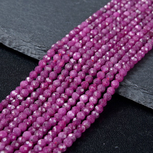 2MM Natural Ruby Gemstone Grade AAA Micro Faceted Round Beads 15 inch Full Strand (80009337-P26)