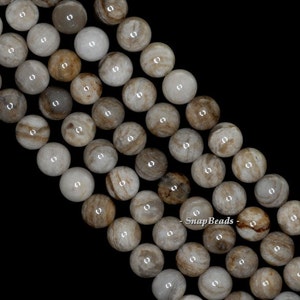 6mm Silver Leaf Jasper Gemstone Round Loose Beads 16 inch Full Strand 90188757-84 image 1