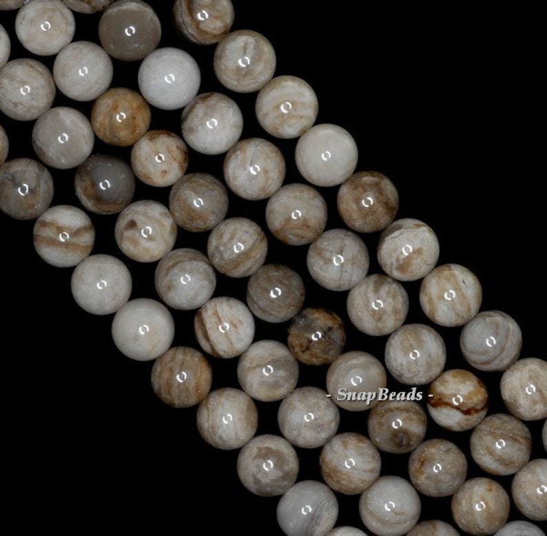 6mm Silver Leaf Jasper Gemstone Round Loose Beads 16 inch Full Strand 90188757-84 image 1