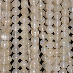 6mm Rainbow Moonstone Gemstone, Milky Yellow, Round 6mm Loose Beads 16 inch Full Strand (90191675-181)