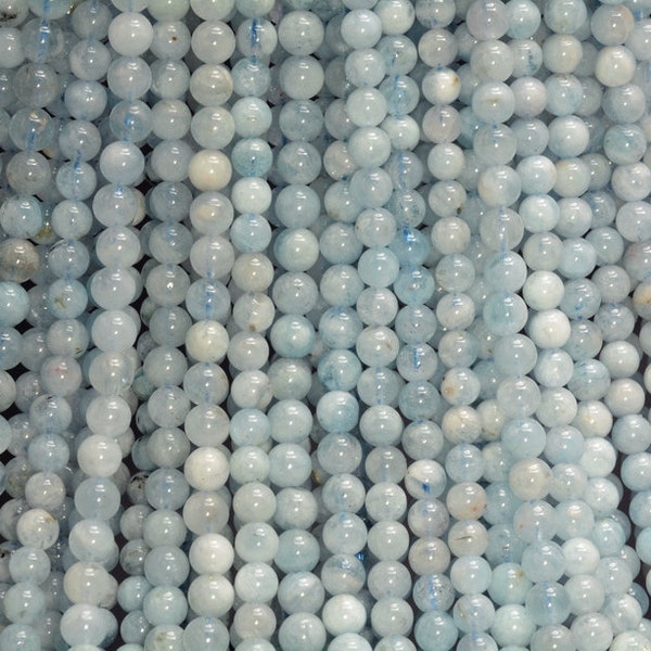 5mm Beryl Aquamarine Gemstone Grade A Blue Round Loose Beads 15.5 inch Full Strand (90183620-371)