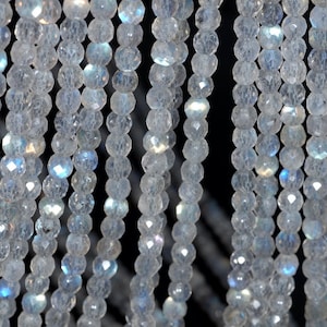 4mm Labradorite Gemstone Blue Grade AAA Light Grey Faceted Round Loose Beads 15.5 inch Full Strand (80001644-790)