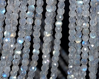 3mm Labradorite Gemstone Blue Grade AAA Light Grey Micro Faceted Round Loose Beads 15.5 inch Full Strand (80005411-464)