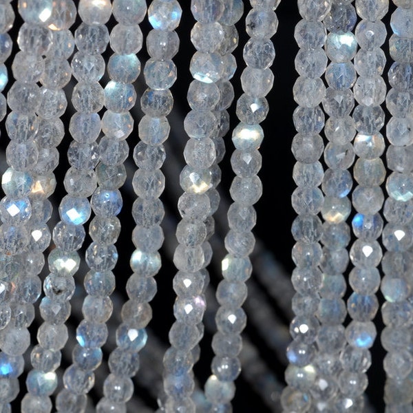 4mm Labradorite Gemstone Blue Grade AAA Gris Clair Facettes Rond Perles Lâches 15,5 pouces Full Strand (80001644-790)