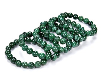 Natural Green Mica Muscovite in Fuchsite 8MM 10MM 7.5 inch Round Bracelet(S20)