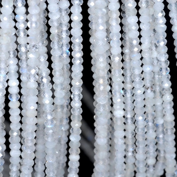 3x2mm Rainbow Moonstone Gemstone Grade AAA Fine Faceted Cut Rondelle Loose Beads 15.5 inch Full Strand (80001683-792)