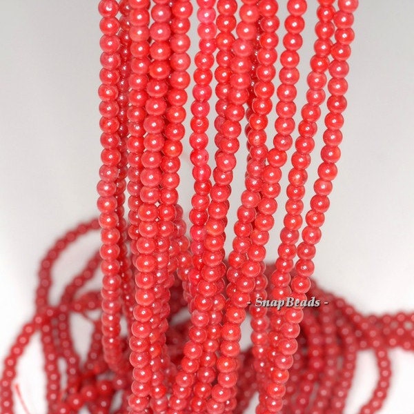 3mm Dozen Roses Soft Red Coral Grade AA Gemstone Round 3mm Loose Beads 16 inch Full Strand (90113106-107-3mm)