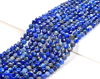 Natural Lapis Gemstone Grade AA Micro Faceted Round 2MM 3MM Loose Beads (P10)