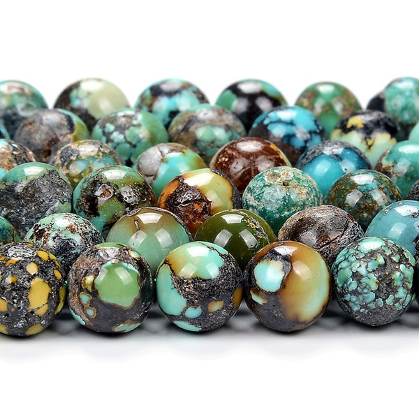 Natural Rough Turquoise Gemstone Round 5MM 6MM Loose Beads (D443)